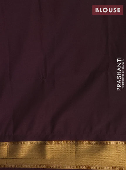 Semi soft silk saree lavender and coffee brown with allover zari woven buttas and rich zari woven border