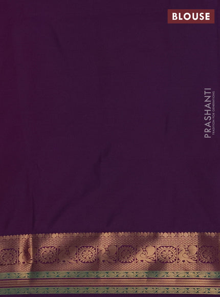 Semi soft silk saree peach orange and purple with allover zari woven buttas and zari woven border