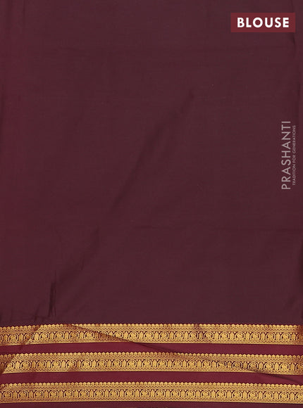 Semi soft silk saree tomato pink shade and maroon with allover zari woven buttas and zari woven border