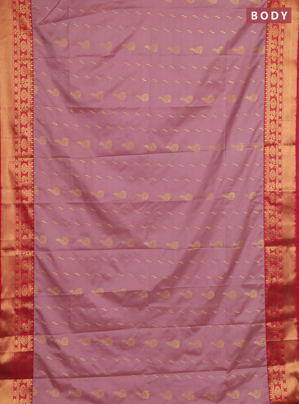Semi soft silk saree pastel pink and tomato pink with allover zari woven buttas and zari woven border