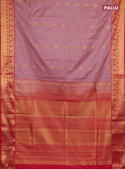 Semi soft silk saree pastel pink and tomato pink with allover zari woven buttas and zari woven border