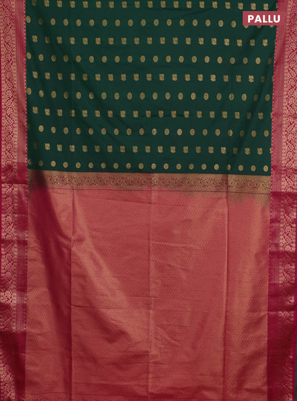 Semi soft silk saree green and pink with allover zari woven buttas and zari woven border