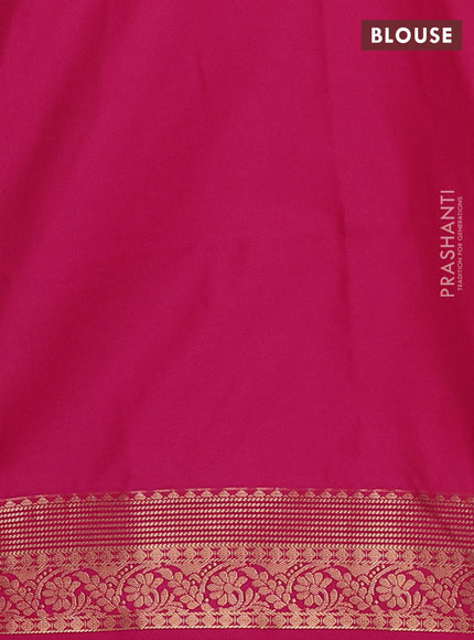 Semi soft silk saree green and pink with allover zari woven buttas and zari woven border