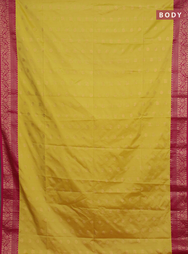 Semi soft silk saree pale yellow and pink with allover zari woven buttas and zari woven border
