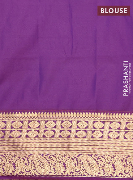 Semi soft silk saree teal green and purple with allover zari weaves & buttas and zari woven border