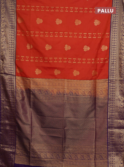 Semi soft silk saree orange and purple with allover zari weaves & buttas and zari woven border