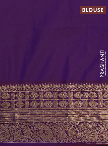 Semi soft silk saree orange and purple with allover zari weaves & buttas and zari woven border