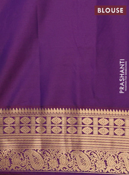 Semi soft silk saree beige and purple with allover zari weaves & buttas and zari woven border