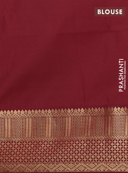 Semi soft silk saree peacock green and maroon with allover zari woven buttas and zari woven border
