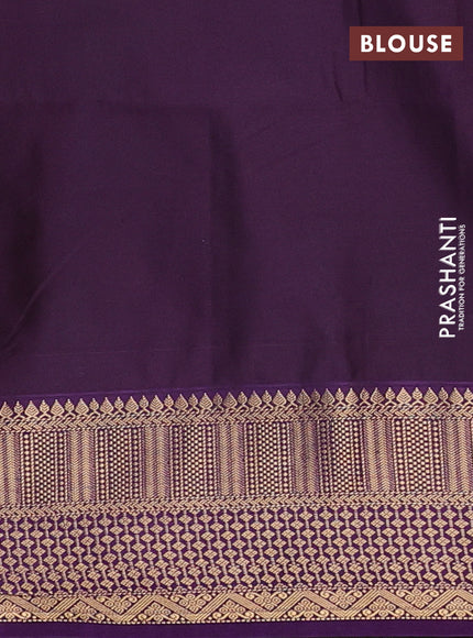 Semi soft silk saree mild teal green and purple with allover zari woven buttas and zari woven border