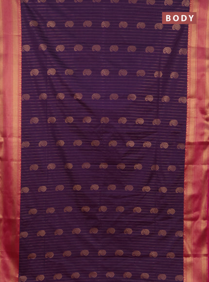 Semi soft silk saree purple and pink with allover zari weaves & paisley buttas and zari woven border