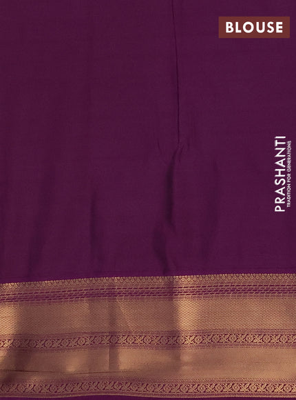 Semi soft silk saree light green and purple with allover silver & gold zari woven buttas and zari woven border