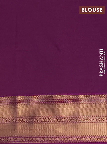 Semi soft silk saree mustard yellow and purple with allover silver & gold zari woven buttas and zari woven border