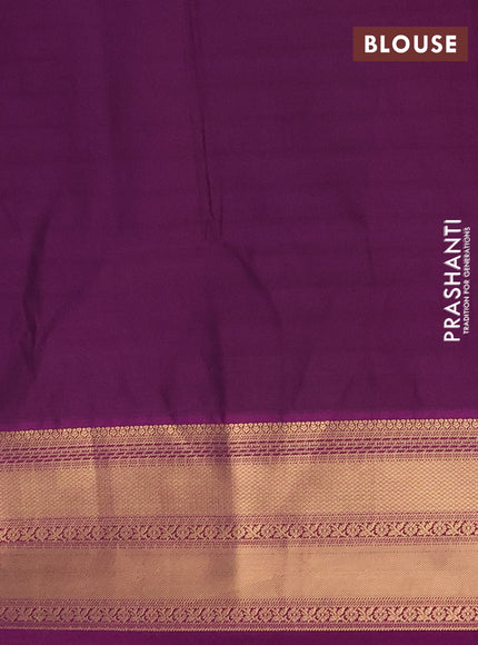 Semi soft silk saree teal green and purple with allover silver & gold zari woven buttas and zari woven border