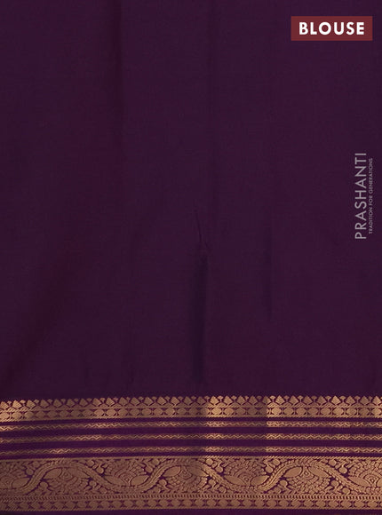 Semi soft silk saree light green and purple with allover silver & gold zari woven buttas and zari woven border