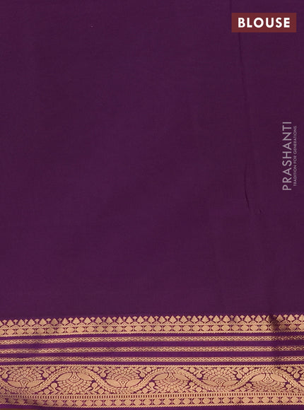 Semi soft silk saree teal green and purple with allover silver & gold zari woven buttas and zari woven border