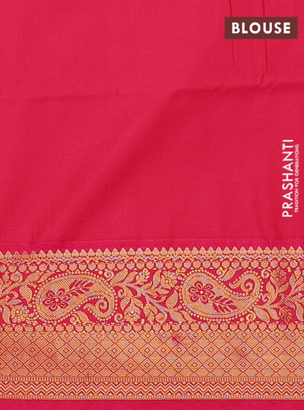 Semi soft silk saree mild pista green and pink with allover zari weaves & buttas and zari woven border