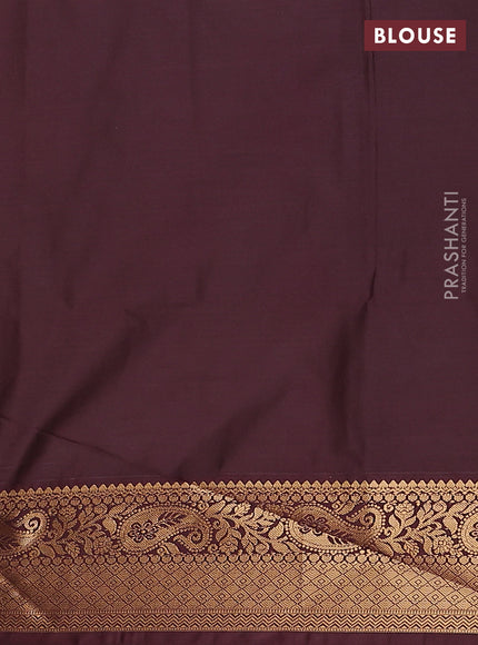 Semi soft silk saree off white and coffee brown with allover zari weaves & buttas and zari woven border