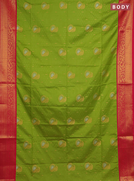 Semi soft silk saree light green and pink with allover zari weaves & buttas and zari woven border