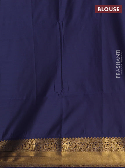 Semi soft silk saree teal shade and navy blue with allover zari woven buttas and rettapet zari woven border