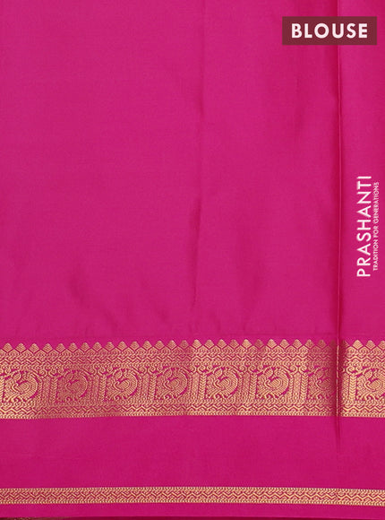 Semi soft silk saree beige and pink with allover zari woven buttas and rettapet zari woven border