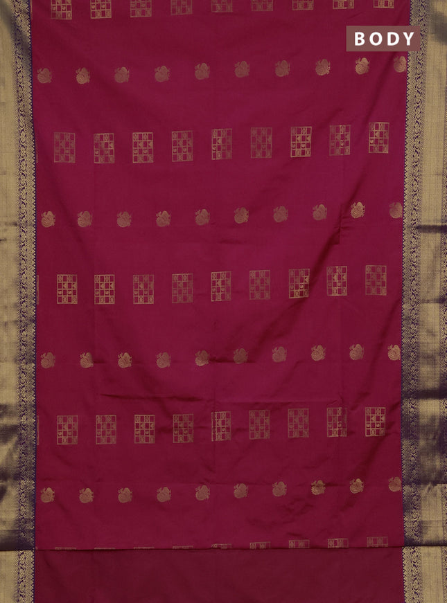 Semi soft silk saree pink and purple with allover zari woven buttas and zari woven border