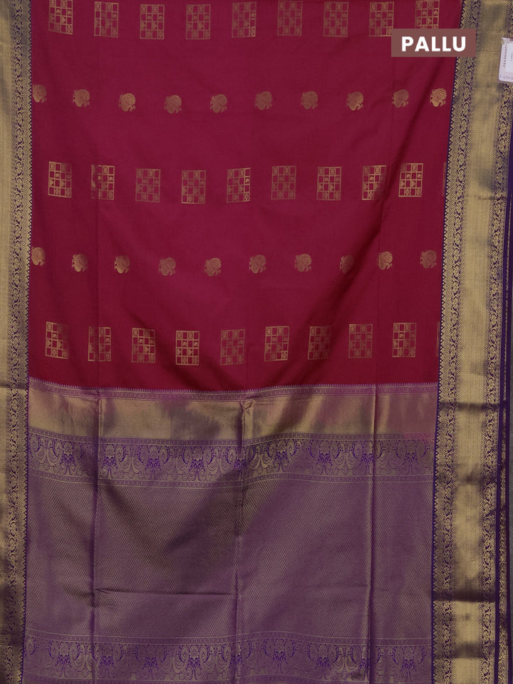 Semi soft silk saree pink and purple with allover zari woven buttas and zari woven border