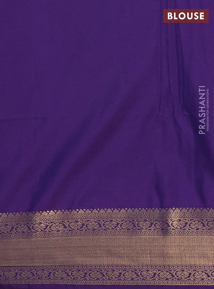 Semi soft silk saree mehendi green and violet with allover zari woven buttas and zari woven border
