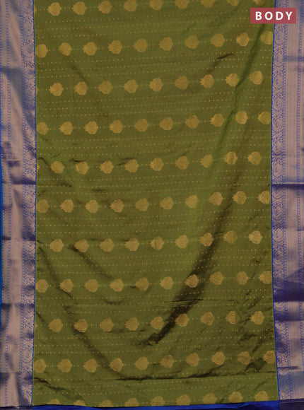 Semi soft silk saree green and blue with allover zari woven buttas and zari woven border