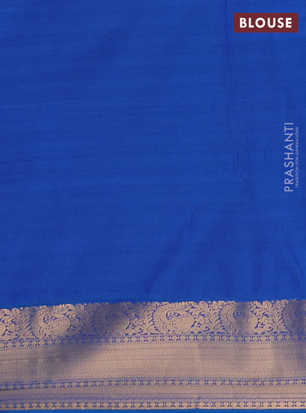 Semi soft silk saree green and blue with allover zari woven buttas and zari woven border