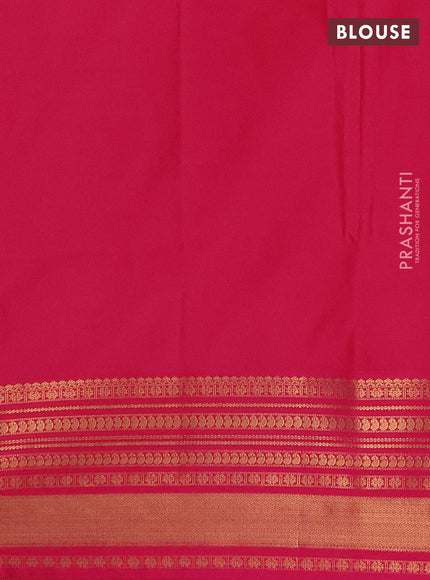 Semi soft silk saree fluorescent green and pink with allover zari woven buttas and zari woven border