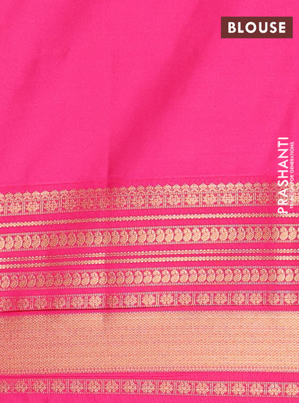 Semi soft silk saree green and pink with allover zari woven buttas and zari woven border