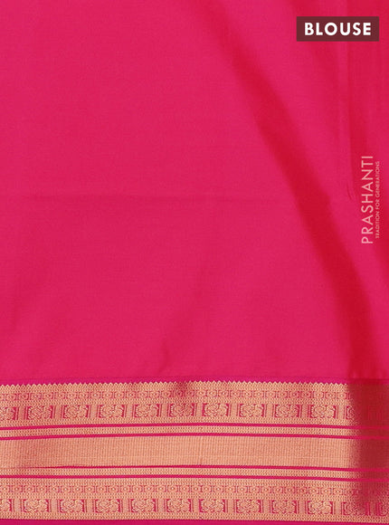 Semi soft silk saree navy blue and pink with allover zari woven buttas and zari woven border