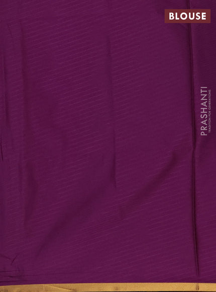 Semi soft silk saree peacock blue and purple with allover temple design zari woven buttas and zari woven piping border