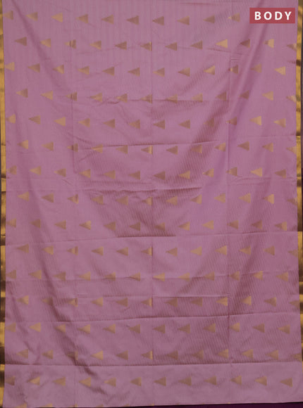 Semi soft silk saree pastel pink and purple with allover temple design zari woven buttas and zari woven piping border