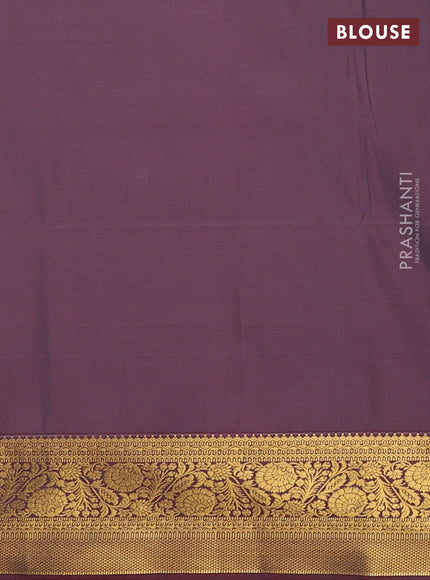 Semi soft silk saree grey and maroon with silver & gold zari woven buttas and zari woven border