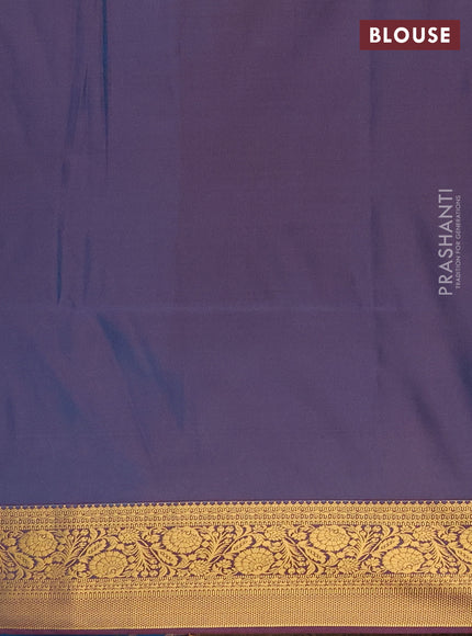 Semi soft silk saree cs blue and dual shade of maroon with silver & gold zari woven buttas and zari woven border