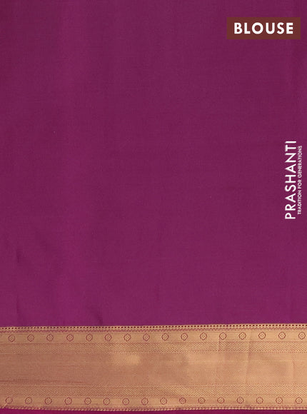 Semi soft silk saree mehendi green and magenta pink with allover zari checks & buttas and zari woven border
