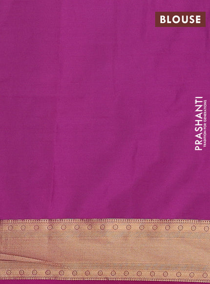 Semi soft silk saree mustard green and magenta pink with allover zari checks & buttas and zari woven border