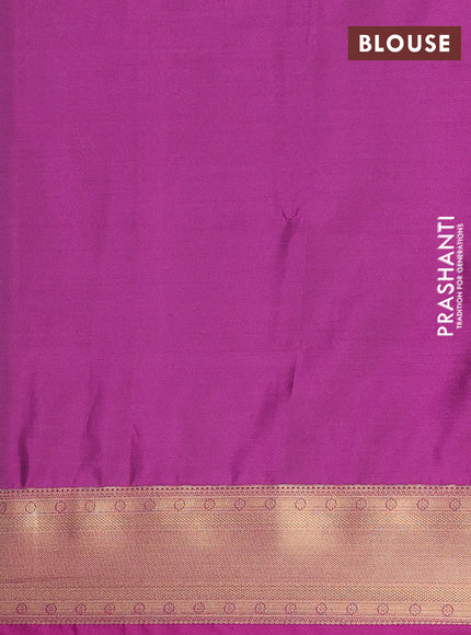 Semi soft silk saree grey and magenta pink with allover zari checks & buttas and zari woven border