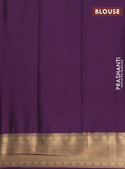 Semi soft silk saree peach shade and purple with allover zari checks & buttas and zari woven border