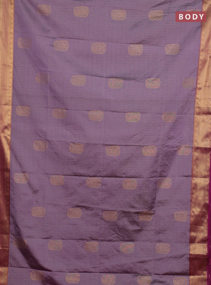 Semi soft silk saree lavender and magenta pink with allover zari checks & buttas and zari woven border