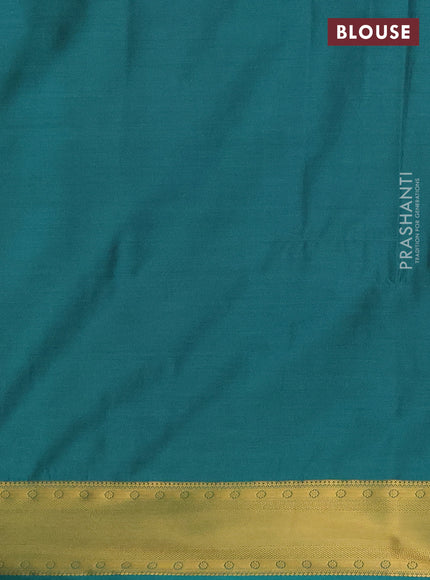 Semi soft silk saree grey and teal green with allover zari checks & buttas and zari woven border
