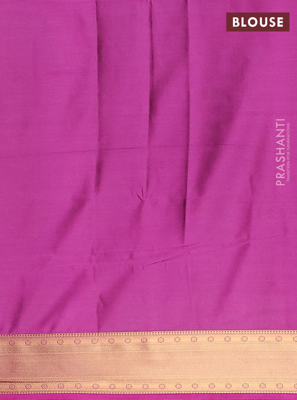 Semi soft silk saree mehendi green and magenta pink with allover zari checks & buttas and zari woven border