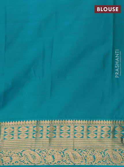 Semi soft silk saree blue and teal green with allover zari woven buttas and zari woven border