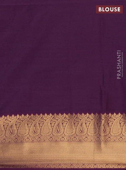Semi soft silk saree sap green and purple with allover silver & gold zari woven buttas and zari woven border