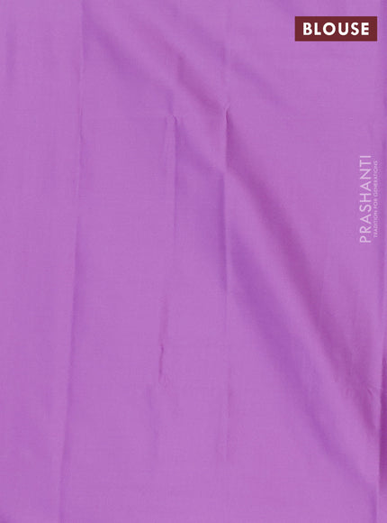 Semi soft silk saree lavender with allover small silver zari checked pattern and long zari woven border