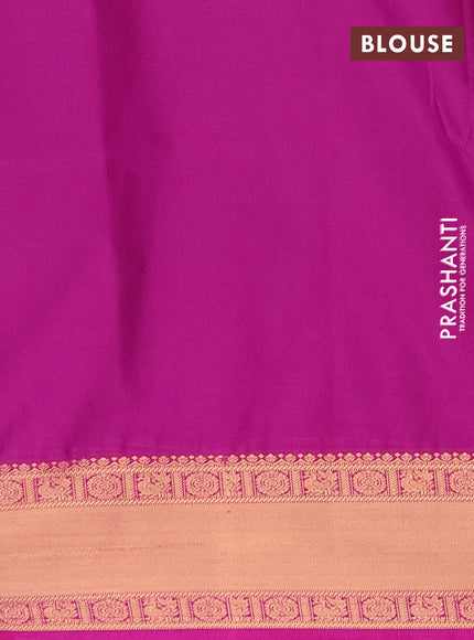 Semi soft silk saree dark grey and magenta pink with allover zari woven buttas and zari woven border