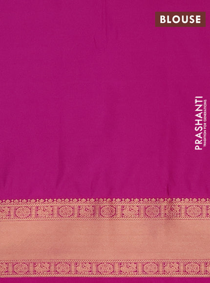 Semi soft silk saree light blue and magenta pink with allover zari woven buttas and zari woven border