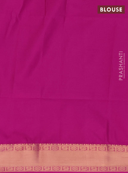 Semi soft silk saree pastel green and magenta pink with allover zari woven buttas and zari woven border